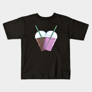 Iced Coffee & Pink Milk Heart Kids T-Shirt